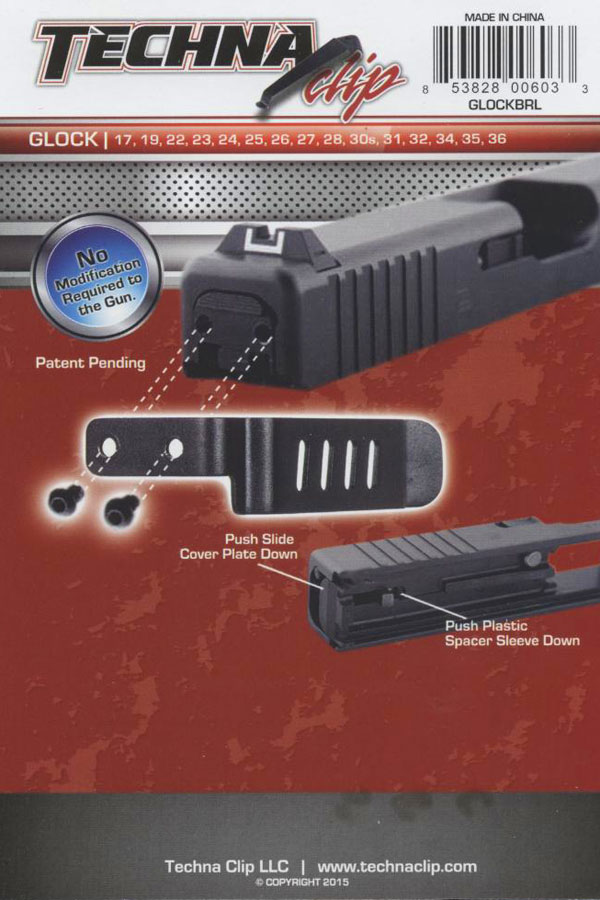 Techna Clip IWB Concealable Gun Belt Clip for Glock 17/19/22/23/24/25